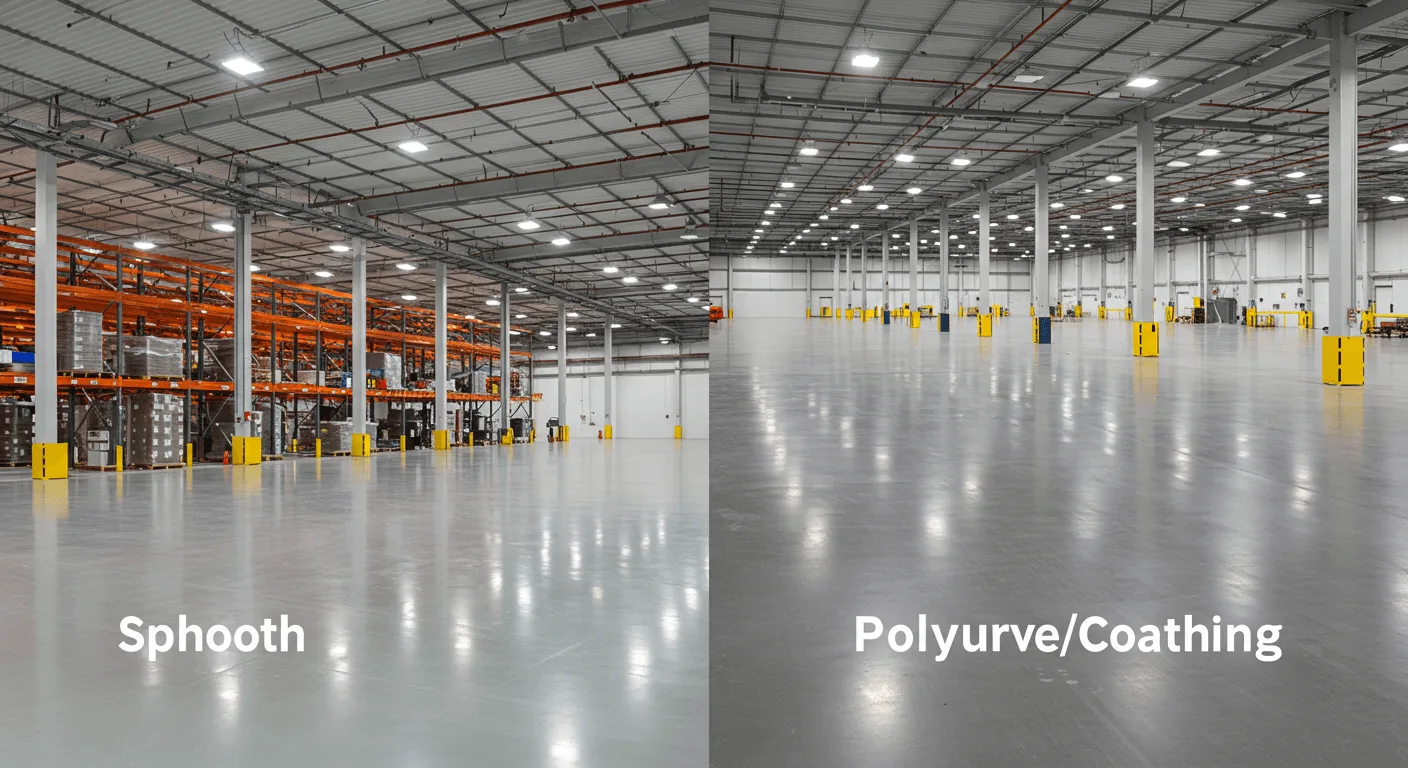 Industrial warehouse floor with epoxy coating