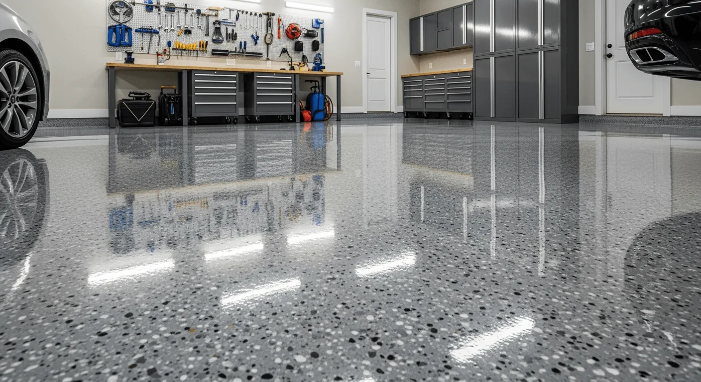 Epoxy flooring in NZ workshop