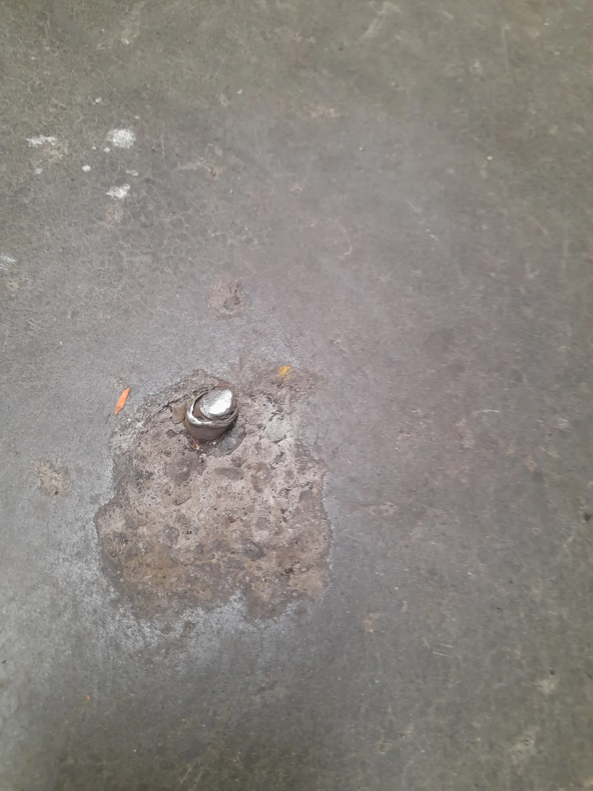 Protruding anchor bolts on workshop floor before bolt-hole filling — Wigram Christchurch
