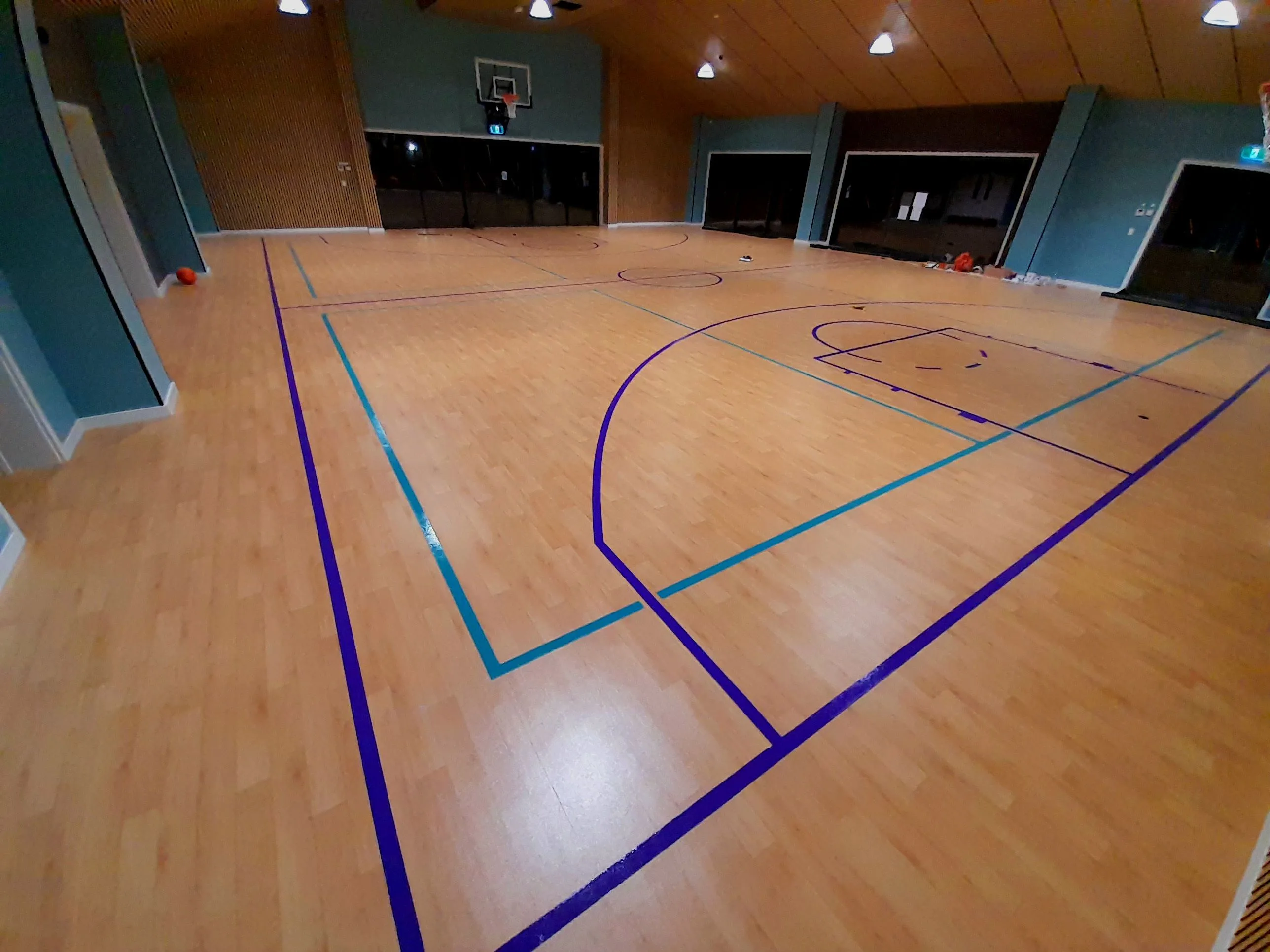 Basketball court line marking